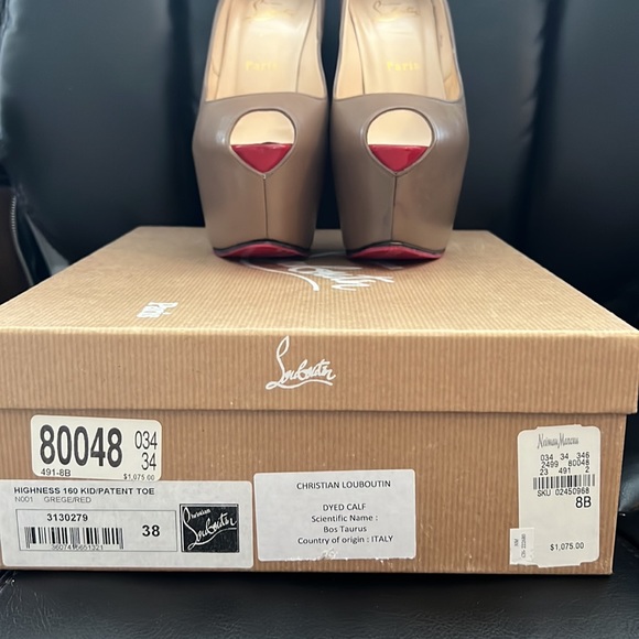 Christian Louboutin size 8 size 38 eur Highness 160 Kid/patent toe pre own w/box - Picture 6 of 9